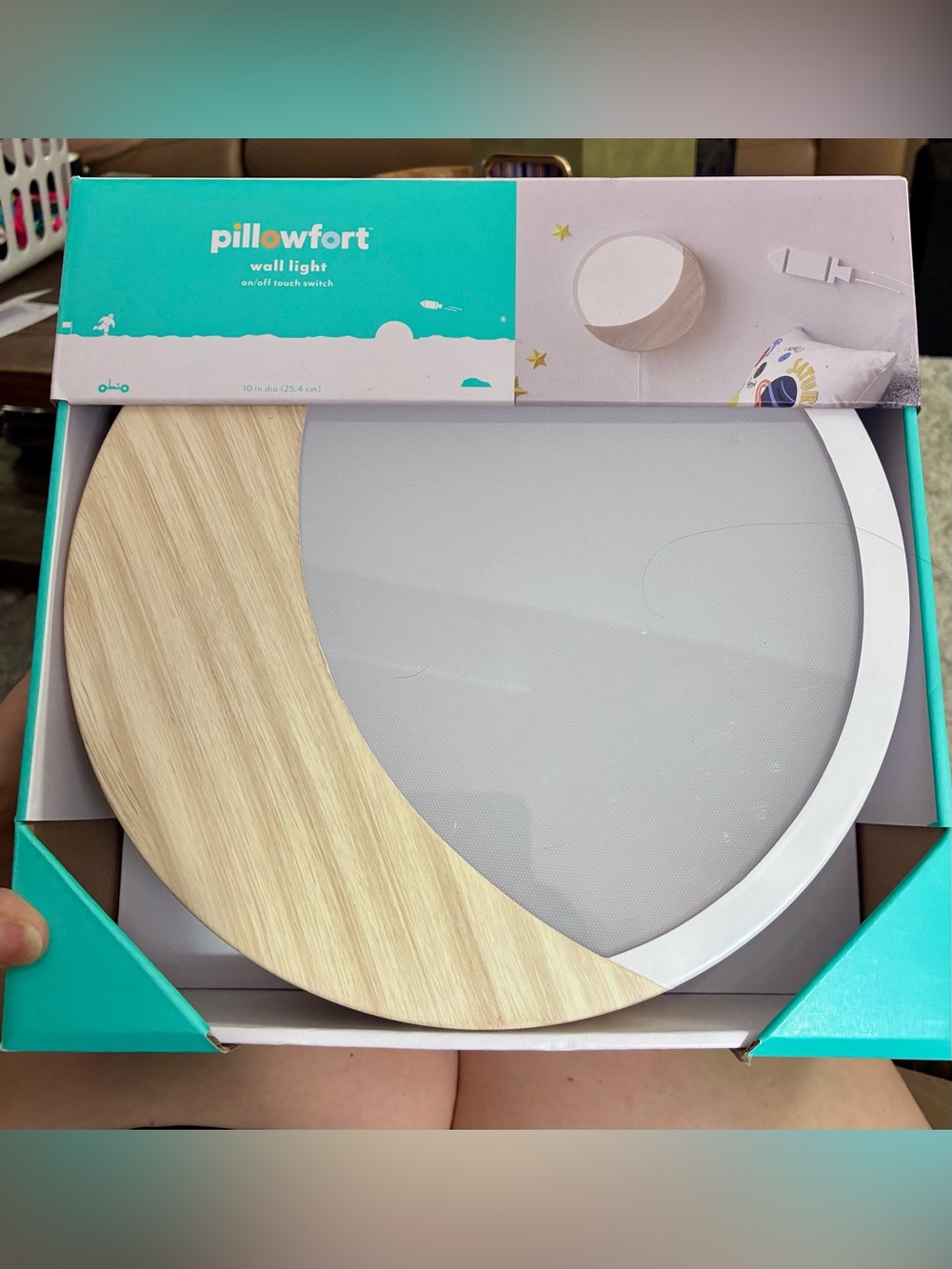 NEW Pillowfort wooden moon wall light kids room baby shower neutral low stim dim